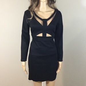 Sara Boo Black Long Sleeve Cutout Bodycon Dress
